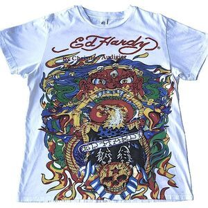 VINTAGE ED HARDY Skull Tattoo Eagle by Christian Audigier Y2K Streetwear